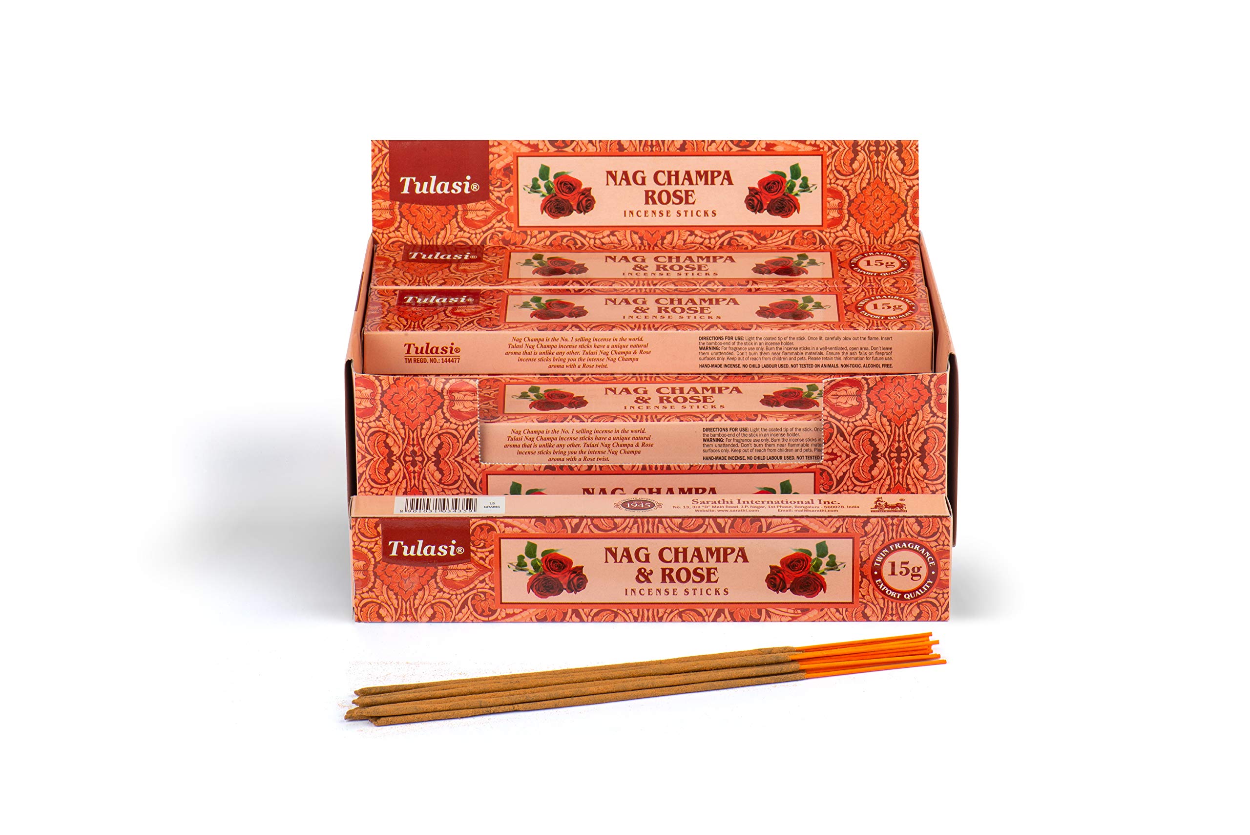 Tulasi Rose Nag Champa Incense Stick, 12 x 15g