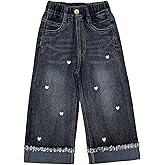 Peacolate 2-8Years Little Girls Spring Autumn Winter Black Embroidered Jeans Pants for Kid