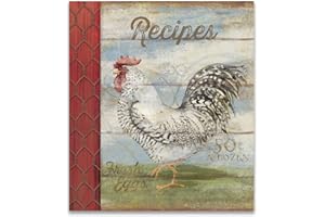 Brownlow Gifts Shannon Roads Gifts Classic Kitchen Binder with Plastic Page Protectors and Recipe Cards, 8 x 9-Inches, Barnyard Rooster