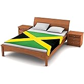 Fuzzy FlagsTM Fleece Jamaican Flag Blanket - 80-inch x 50-inch Oversized Flag of Jamaica Travel Throw Cover