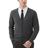 Kallspin Men's Cardigan Sweaters Wool Blend V Neck Button Down Sweaters with Pockets