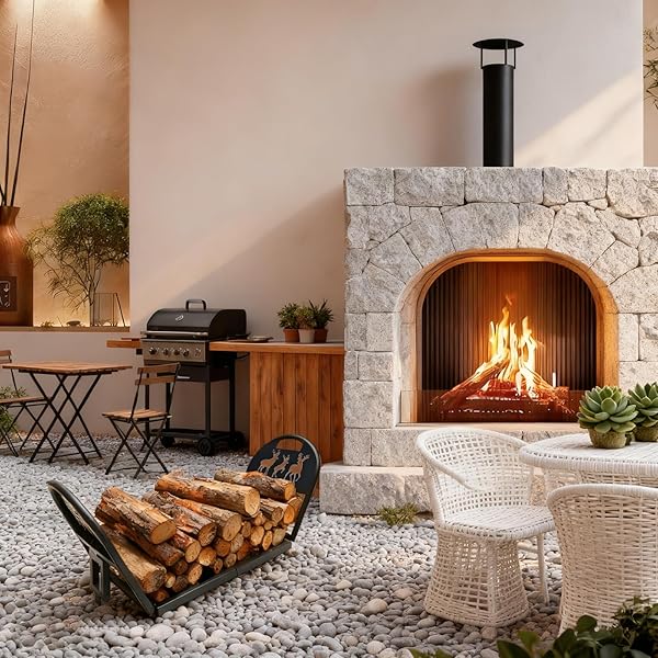 IA GARDEN 36-INCH HEAVY DUTY FOLDABLE FIREWOOD RACK – PORTABLE METAL LOG HOLDER FOR INDOOR OUTDOOR, FIREPLACE PATIO DECK FIREPIT STORAGE ORGANIZER