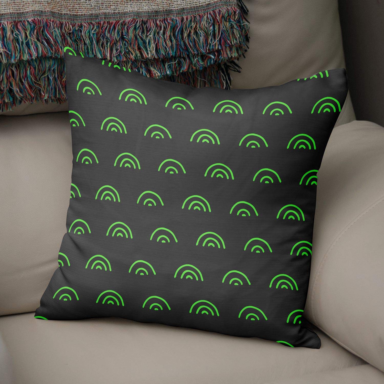 Bonamaison Decorative Cushion Cover Neon Green & Fume, Throw Pillow Covers, Home Decorative Pillowcases for Livingroom, Sofa, Bedroom, Size: 50x50 Cm - Designed and Manufactured in Turkey — image 1
