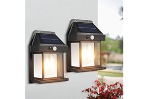 GORLDE Solar Lights Outdoor,Dusk to Dawn Solar Wall Sconce Motion Sensor,3 Lighting Modes Waterproof Solar Security Wall Lantern Light Fixtures for Garden Yard Patio Fence Outside Decorative (2PCS)