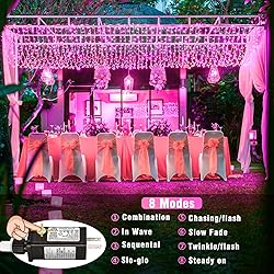 200 LED Pink String Lights, 66ft Pink Christmas