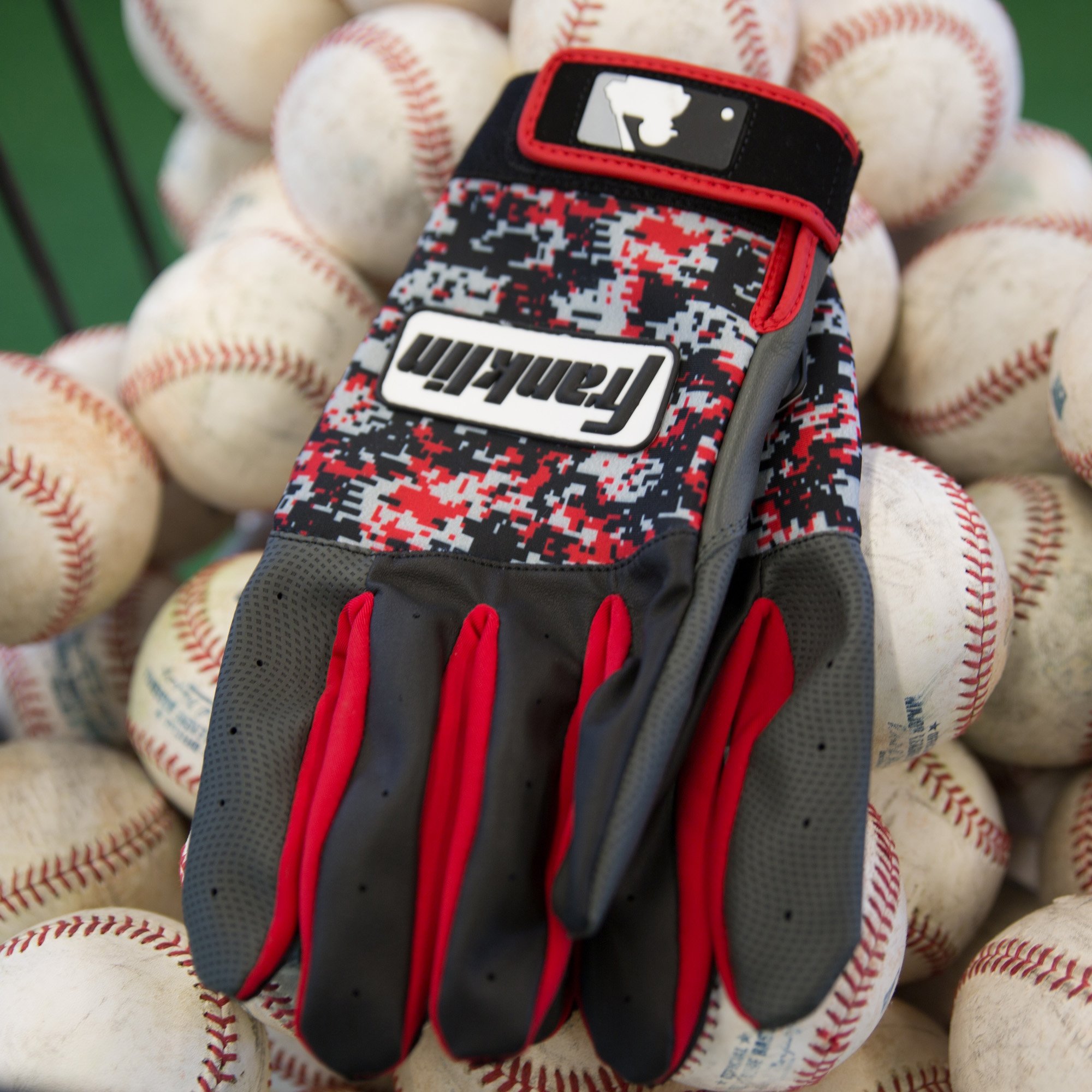 Franklin Sports MLB Digitek Baseball Batting Gloves Gray/Red Digi
