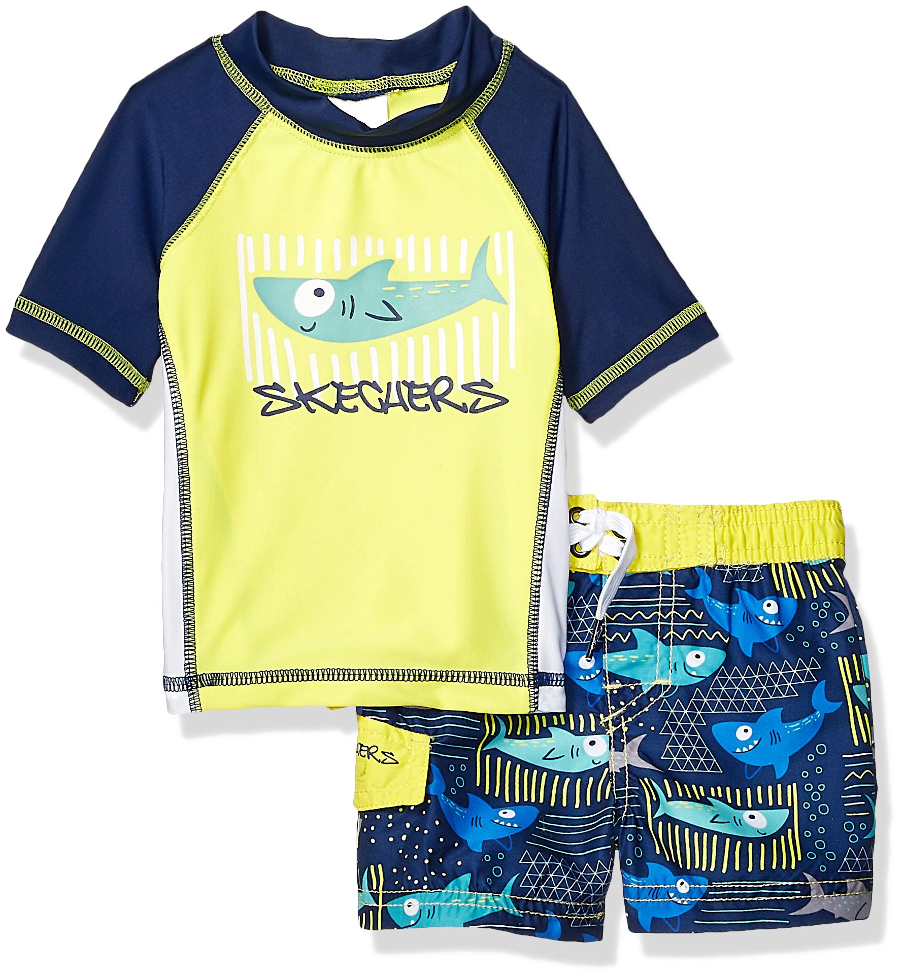 Skechers Boys' Baby Swimsuit Set with Trunks and Rashguard Swim Shirt