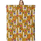 Colorful Llama & Floral Blanket - Plush, Soft, Comfy, Lightweight, Warm, Fuzzy, Cozy Flannel Throw Blanket for Couch, Travel, Bed, Office, Outdoor - 50in×60in