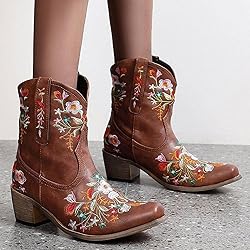 Hbeylia Cowboy Boots For Women Vintage Embroidery