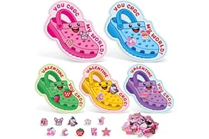 Zesua Valentines Day Cards for Kids School - Valentines Day Gifts for Kids - 30 Pcs Valentine Cards with 60 Shoe Charms - Cute Valentine Gifts for Classroom Exchange Boys Girls Toddlers Party Favors