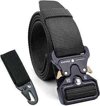 ANDERK Tactical Belt mosqueton Tactico Cinturon Equipo EDC Molle Táctica Cinturón, Negro