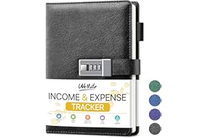 WEMATE Accounting Ledger Book with Lock, Accounting Log, Tracking Income & Expenses Deposits, Expense Tracker Notebook for Sm