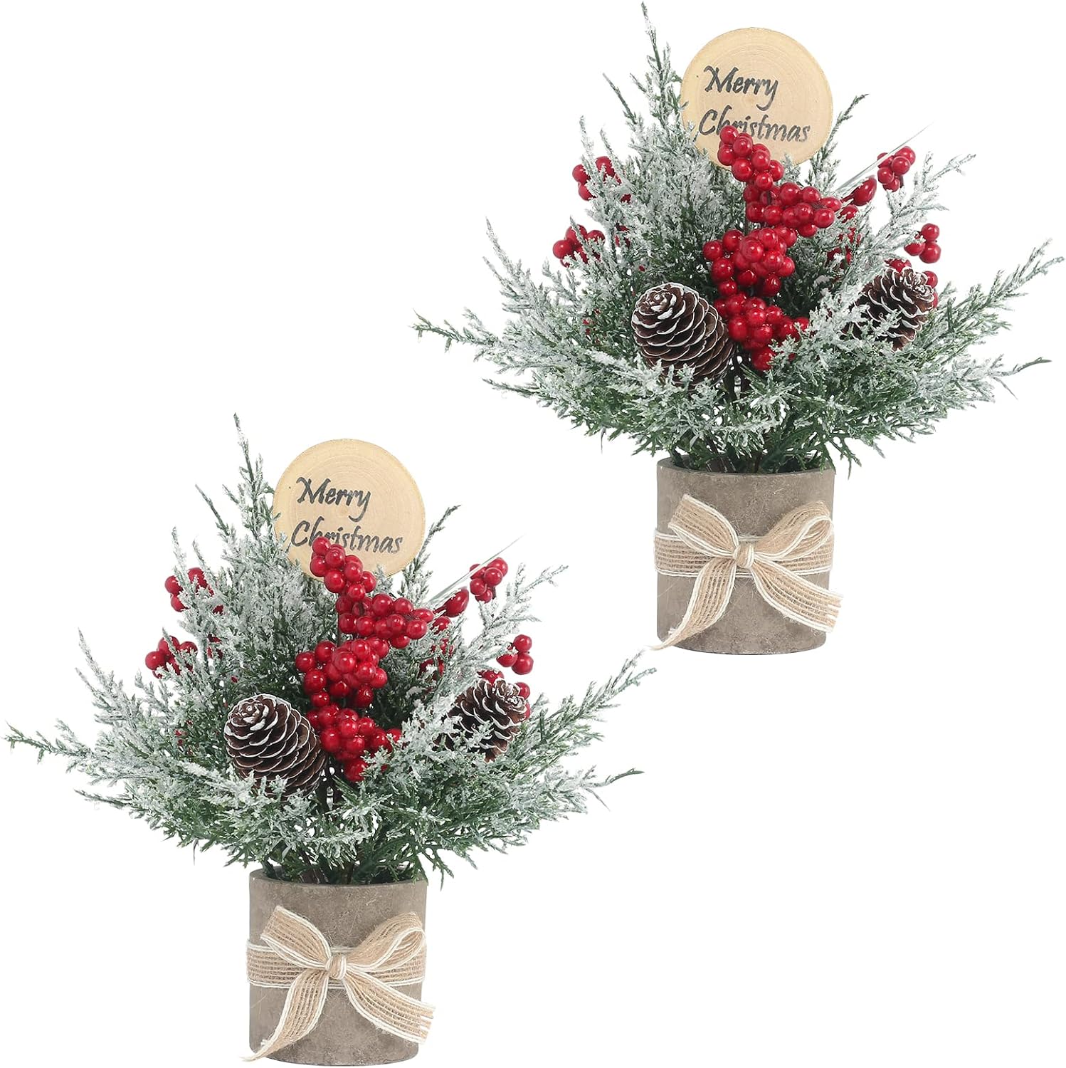 Trees - JIALEIXI 2PCS Small Christmas Tree,Tabletop Mini Xmas Tree,9