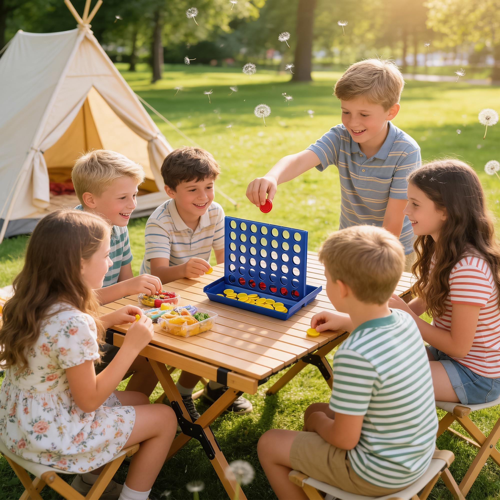 VingaHouse 4 in Einer Reihe Spiel, Strategiespiel für 2 Spieler, Familienspiel ab 3, 4, 5, 6 Jahren, Pädagogisches Lernspielzeug für Kinder und Erwachsene, Geschenkidee für Zuhause und Reisen (Groß) 6