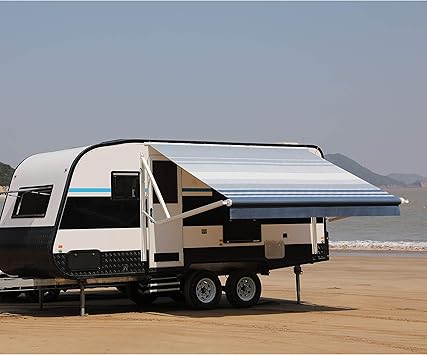 Amazon.com: Awnlux - Toldo de tela para caravana, toldo para remolque, toldo para patio, camping, coche, tubo de rodillo de vinilo duradero para caravana, furgoneta, SUV, toldo de patio (20, tira azul):