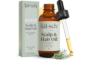 Kitsch Rosemary Oil for Hair Growth – Pre-Wash Hair Oil with Castor, Biotin, Jojoba – Hair Care, Adds Shine, Strengthens Roots, Scalp Treatment | Ideal Gifts for Women – Lavender Scent, 60mL