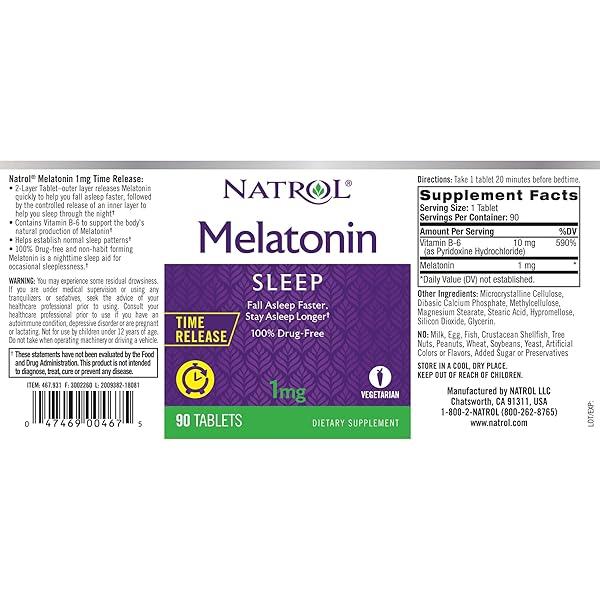 MELATONIN – TIME RELEASE, 1 MG 90 TAB (TWO PACK)