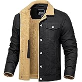 TACVASEN Mens Winter Jacket Thick Thermal Sherpa Jacket Warm Lapel Fleece Lined Coats Trucker Work Cargo Multi Pockets
