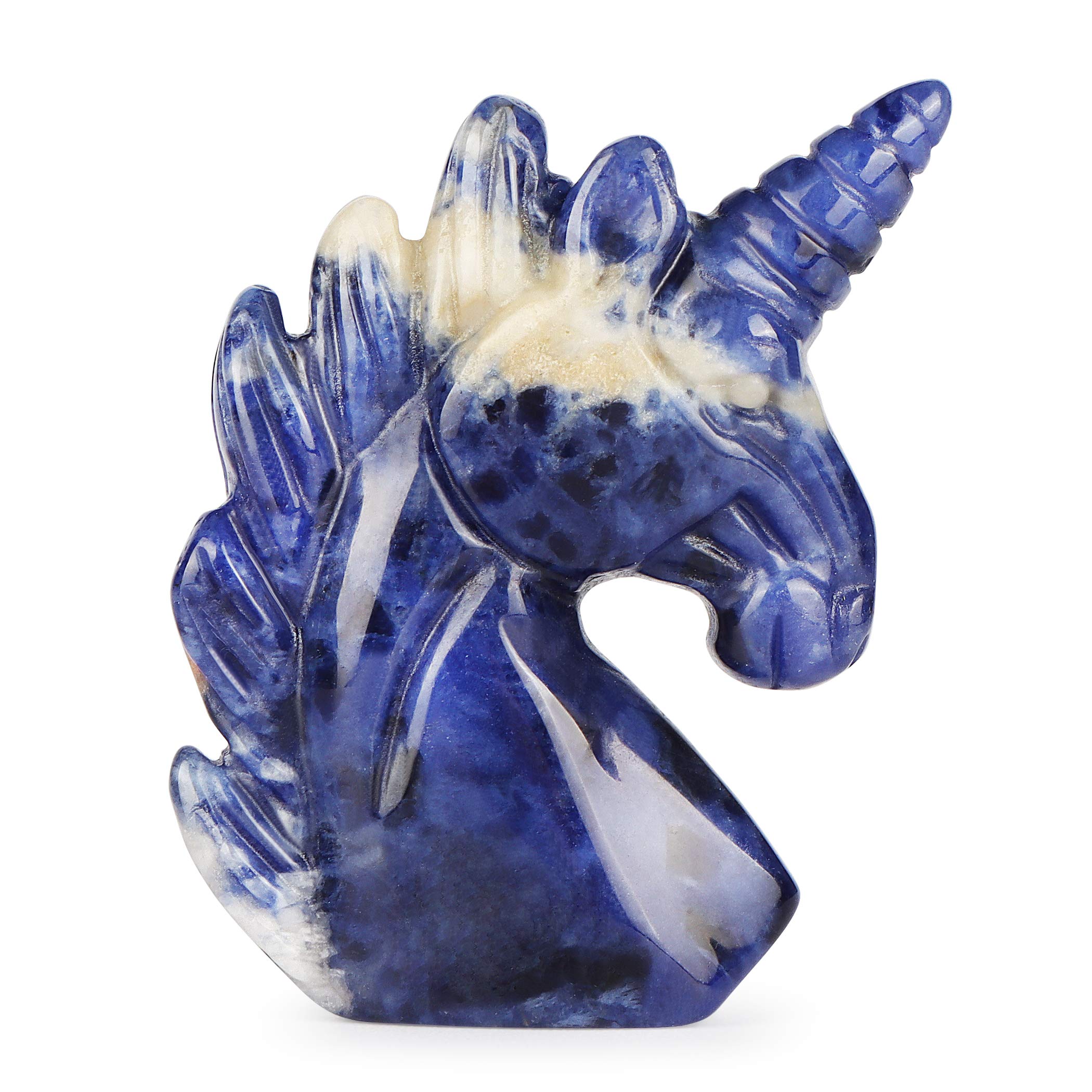 Artistone Sodalite Crystal Unicorn Figurine 2 inch Carved Crystals Gemstone Unicorn Ornament Healing Stone Animals Statue for Home Decor with Gift Box