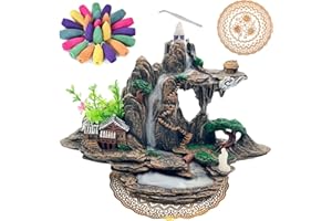 Zvaiuk Mountain Waterfall Incense Burner，Backfall Incense Holder River, Incense Falls Meditation Decor for Room with Upgrade Incense Cones and Accessories (Mountain)
