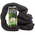 Desert Breeze Distributing Merino Wool Roving, Premium Combed Top, 1 oz, Color Black, 21.5 Micron, Perfect for Felting Projects, 100% Pure Wool,Made in The UK