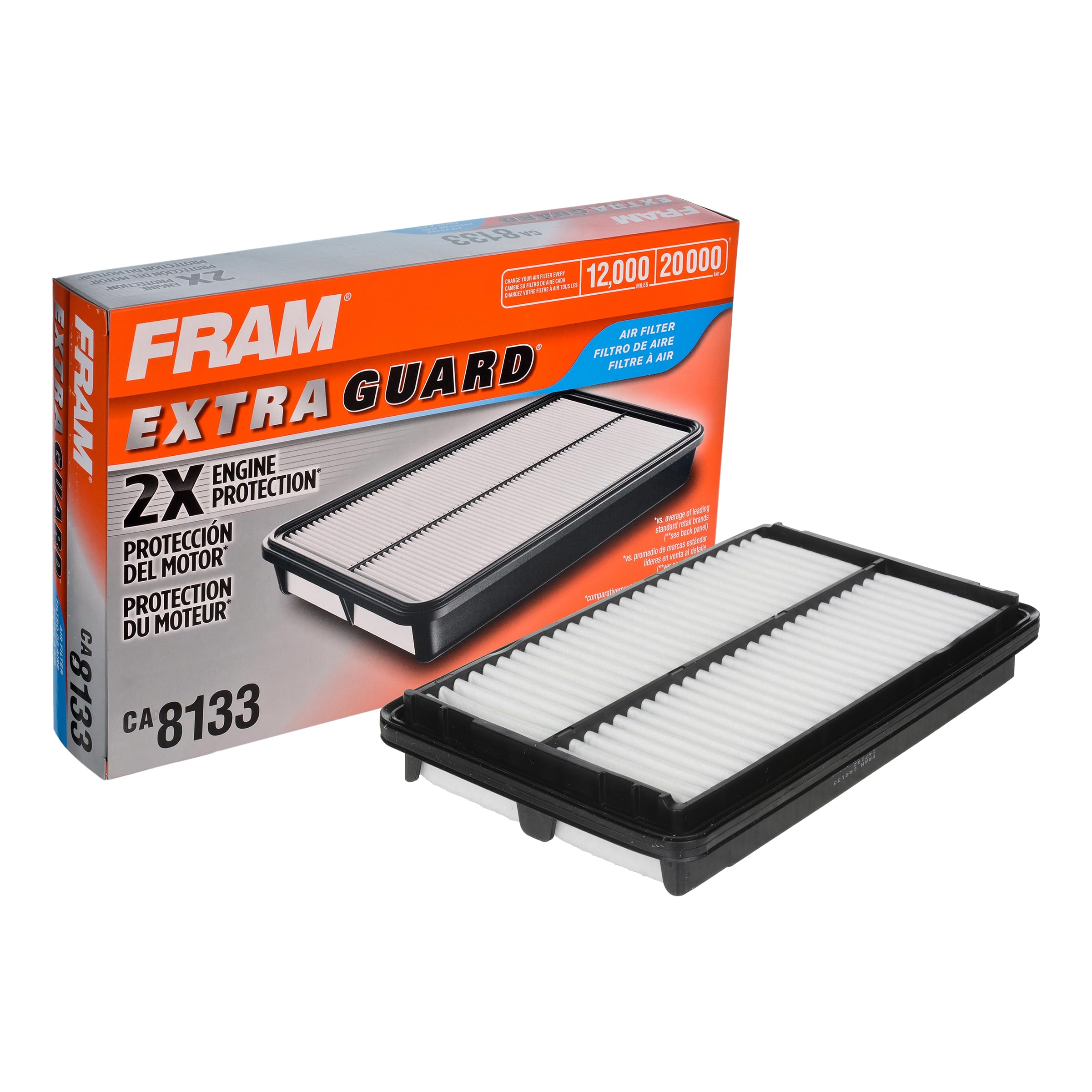 Photo 1 of FRAM Extra Guard CA8133 Replacement Engine Air Filter for Select 1998-2002 Honda Accord (2.3L), Provides Up to 12 Months or 12,000 Miles Filter Protection