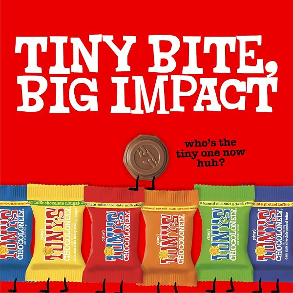 TONY’S CHOCOLONELY ASSORTED CHOCOLATE CANDY PIECES, BELGIAN MILK & DARK CHOCOLATE, CARAMEL SEA SALT, ALMOND SEA SALT, HONEY ALMOND NOUGAT, PRETZEL TOFFEE, QUALITY FAIRTRADE COCOA, 36 COUNT, 11.28 OZ