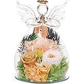 HERNOOR Preserved Flowers in Angle Glass Dome Valentine Gift Forever Real Roses for Delivery Prime Long-Lasting Eternal Flower for Women Sister Daughter Wife Grandma Her Girlfriend Home Decor