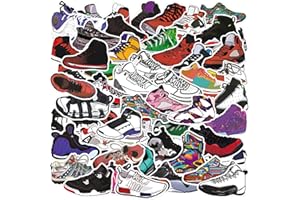 Beeyaky 100 Pcs Basketball Shoe Stickers for Computer Water Bottle Skateboard Hydroflask Car Bike Luggage, Sneaker Stickers Waterproof Decal for Kids Boy Teens (Basketball Shoe-100 Pcs)