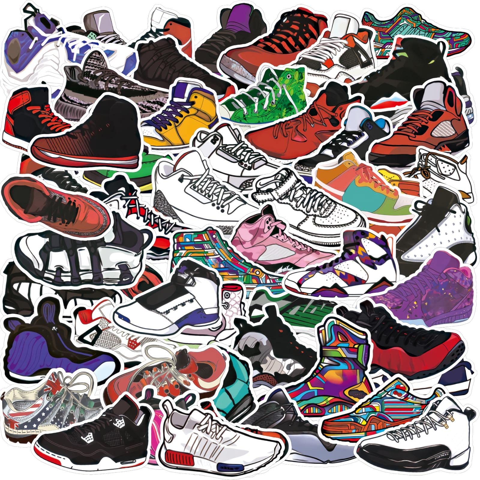 Photo 1 of Beeyaky 100 Pcs Basketball Shoe Stickers for Computer Water Bottle Skateboard Hydroflask Car Bike Luggage, Sneaker Stickers Waterproof Decal for Kids Boy Teens (Basketball Shoe-100 Pcs)
