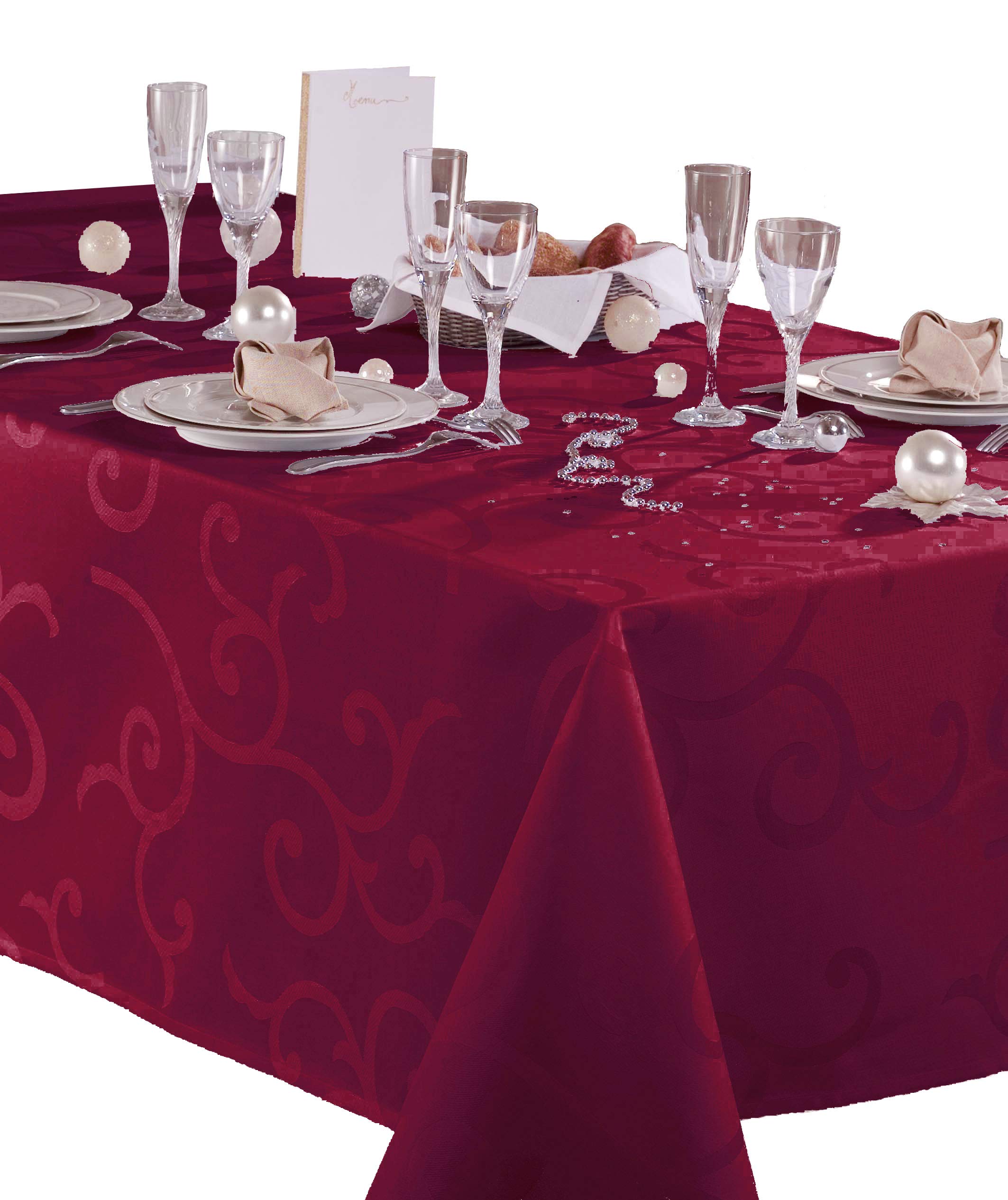 CALITEX Cerise Festive Rectangular Tablecloth 140 x 200 cm