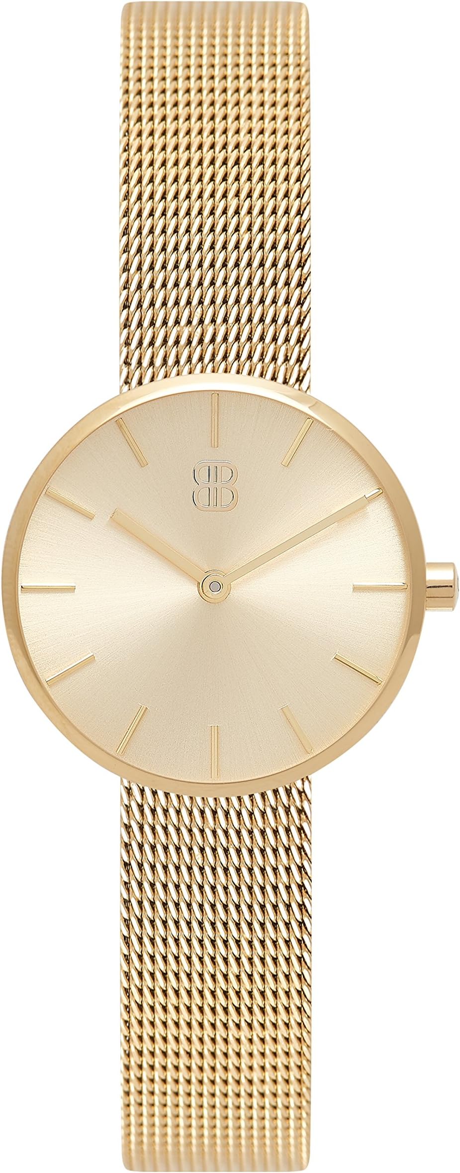 30mm Women’s Watch - Elegant Waterproof Minimalist Ladies Stainless Steel Watch - Luxury Fashion Dress Wristwatch by Byron Bond (Regent - 30mm Gold Case with Gold Dial and Gold Mesh Strap)