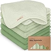 6-Pack Baby Washcloths - Soft Absorbent Viscose from Bamboo Wash Cloths for Babies, Kids, Toddlers, Infant, Newborn Bath Towels, Gentle on Sensitive Skin, 10x10 Reusable Face Towels (Verde)