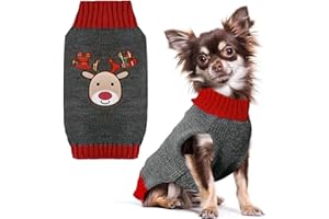 PETCARE Reindeer Christmas Dog Sweater Gray Cat Sweater Vest Cartoon Elk Pet Holiday Dog Clothes Puppy Sweaters for Small Medium Large Dogs Cats Fall Winter Outfits Xmas Dogs Costume,Medium
