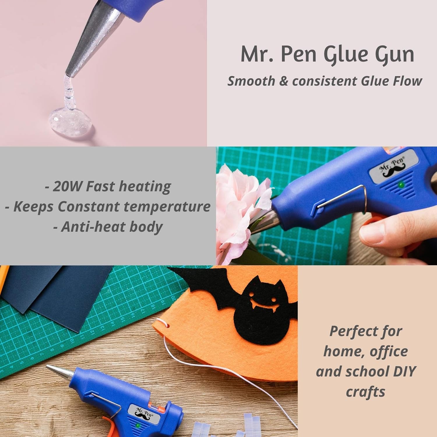Mr. Pen- Hot Glue Gun with 10 Glue Stick, Glue Gun Kit, Glue Gun for Crafts, Craft Glue Gun, Glue Gun Mini, Hot Glue Gun with Glue Sticks, Mini Hot Glue Gun, Glue Gun Sticks Mini Size