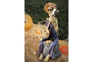 COZY-PAVILION Halloween Tabletop Animatronics, Motion-activated Banjo Player with Music, Indoor Living Room Decorations, Table Decorations Centerpieces for Parties Home Office, Gifts for Women, Friends
