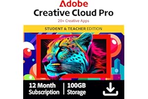 Adobe Creative Cloud Pro | Student & Teacher Edition | 20+ creative apps plus 100GB Storage |12-Month Subscription | PC/Mac