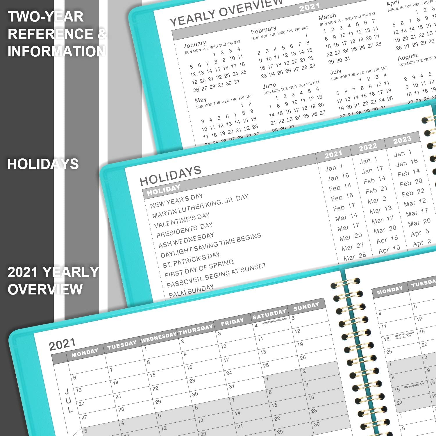 2021 Weekly Appointment Book & Planner - Daily Hourly Planner 8.4" x 10.6", Jan - Dec, 15-Minute Interval, Flexible Soft Cover, Twin-Wire Binding : Office Products