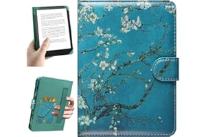 HoYiXi Universal Case for 6.8-7'' Kindle eReader Compatible with Paperwhite/Pocketbook and Tolino/Kobo Clara 2E/Kobo Clara HD,6.8" -7'' eReader Protective Cover with Built-in Card Slot,Flower