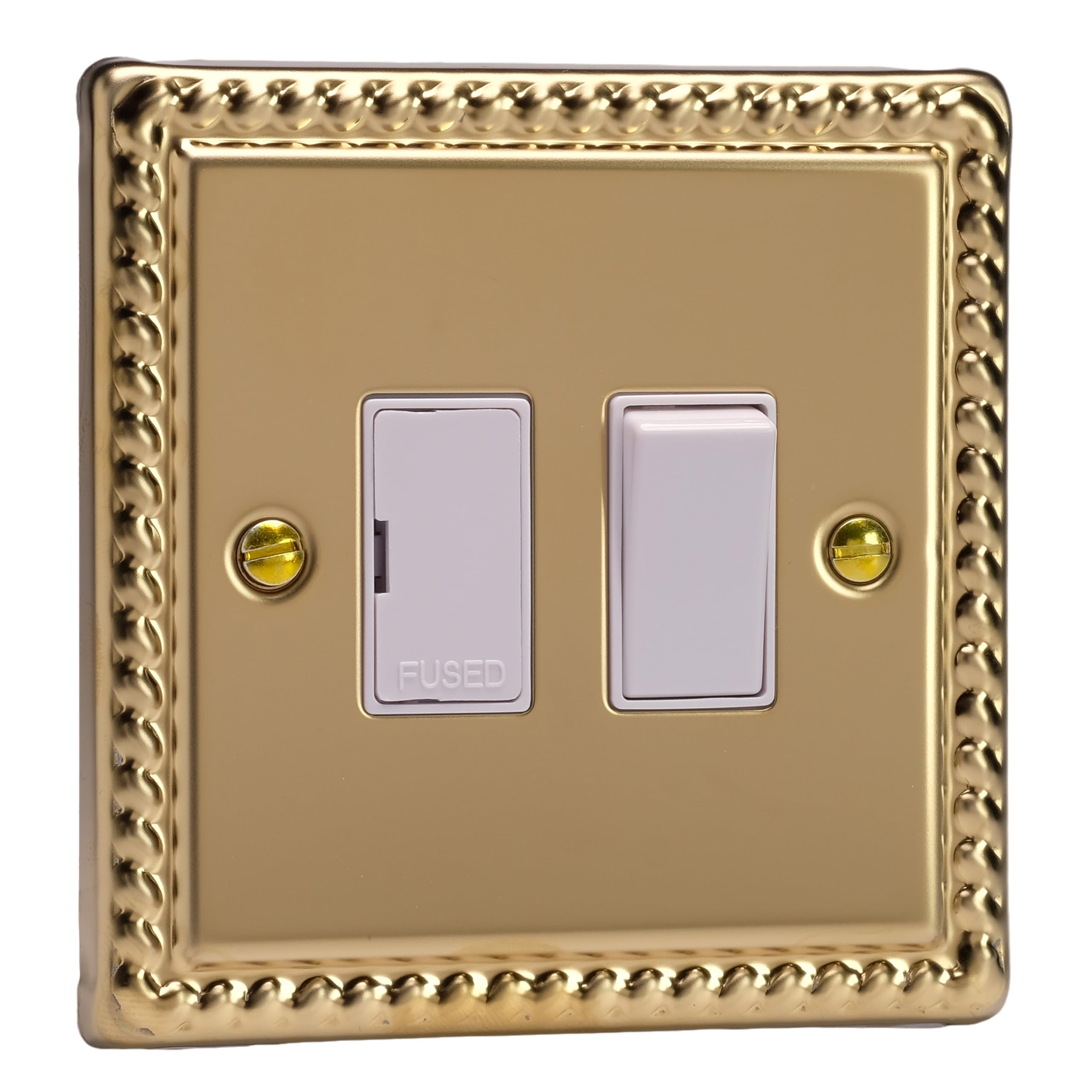 Varilight Switched Fused Spur - Classic Georgian Brass With White Insert, XG6W