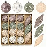 Sunshine Decor Vintage Christmas Ball Ornaments Set, 3.15" Shatterproof Rustic Farmhouse Tree Decorations, Antique Distressed Ball Xmas Hanging Ornaments (Multi Color, 3.15")