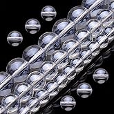 Youngbling Natural Crystal Beads for Jewelry Making,6mm Clear Quartz Polished Round Smooth Stone,Genuine Real Stone Red Beads for Bracelet Necklace 15 Inch(Clear Quartz,6mm)