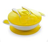 Primo Passi Baby Suction Bowl with Utensils, Fork & Spoon | Baby Bowls | Bowl for Babies (Yellow)