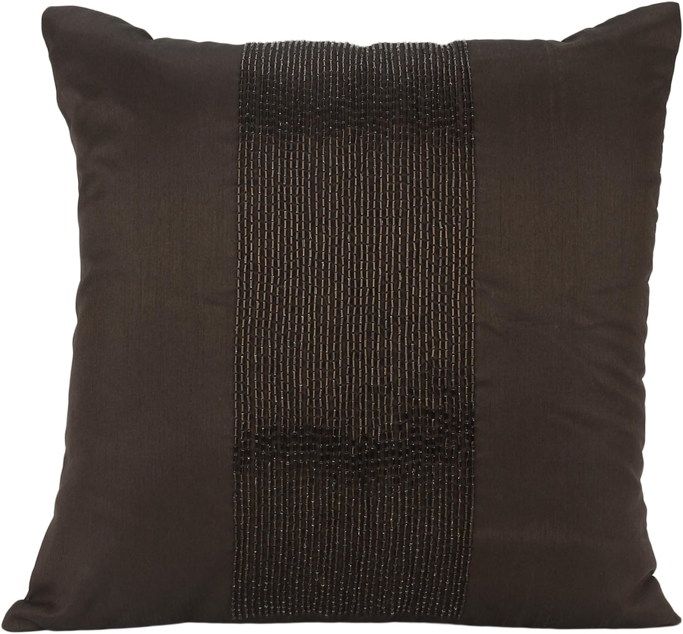 Amazon Com The White Petals Chocolate Brown Decorative Pillow Cover Beaded Chocolate Brown Throw Pillow Cover In Panel Embroidery Accent Pillows For Couch Bed Chocolate Brown 22x22 Inches Home