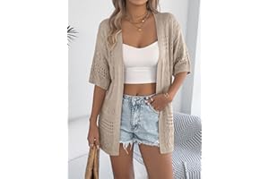 Women's Breathable Cardigans Summer Lightweight Short Sleeve Knitted Sweater Tops for Beach Vacation