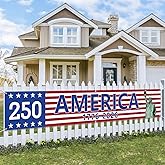 Probsin Large 250th Anniversary Banner 120" x 20" 250 Years America 1776-2026 Statue of Liberty Patriotic Party Supplies Home Decorations for Outdoor, Indoor, Yard, Garden, Porch, Lawn