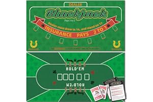Double Sided Poker Mat 36”x72”Blackjack Table Topper, Casino Felt Cover, Texas Hold'em Cloth, Blackjack & Texas Hold'em Games