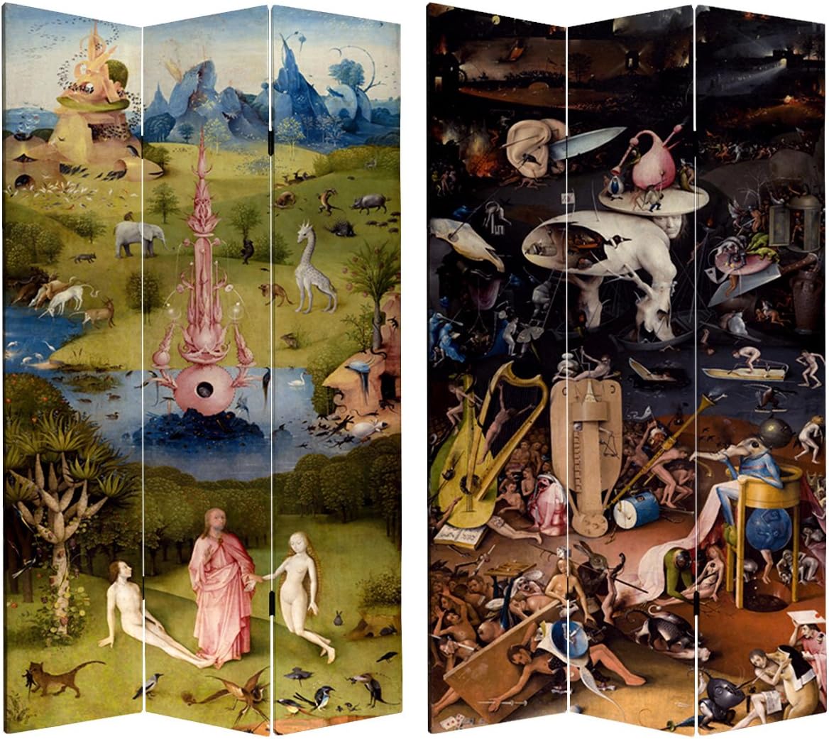 Oriental Furniture Double Sided Garden of Delights Canvas Room Divider - 7 ft. Tall