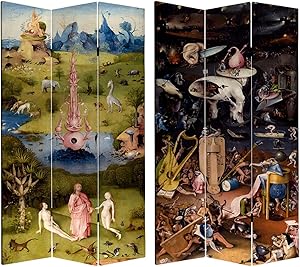 Oriental Furniture Double Sided Garden of Delights Canvas Room Divider - 7 ft. Tall