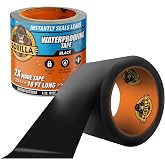 GORILLA Waterproofing Tape, Permanent, Black, 4" x 10', 1-Pack | Weather Resistant Seal for Leaks &amp; Repairs, Air &amp; Moisture Barrier, Bonds Metal, Plastic, Wood, Rubber &amp; Vinyl